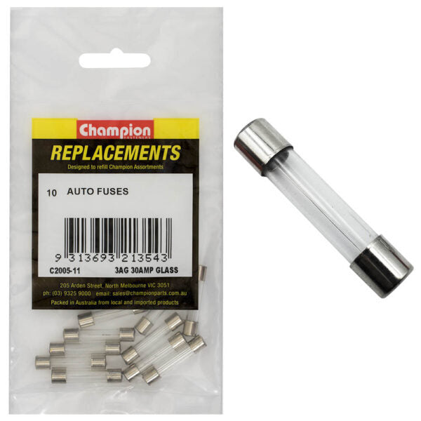 Champion C2005-11 Glass Fuse 3AG 30 Amp - 10/Pack