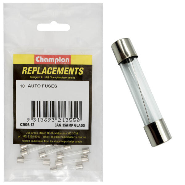 Champion C2005-12 Glass Fuse 3AG 35 Amp - 10/Pack