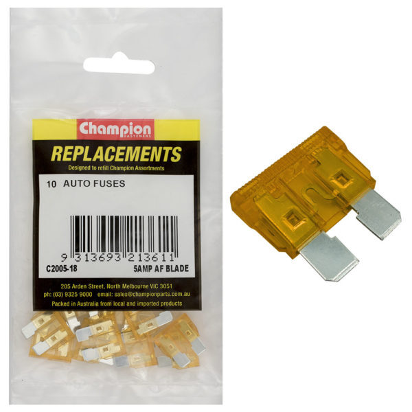 Champion C2005-18 Blade Fuse AF 5 Amp Tan - 10/Pack