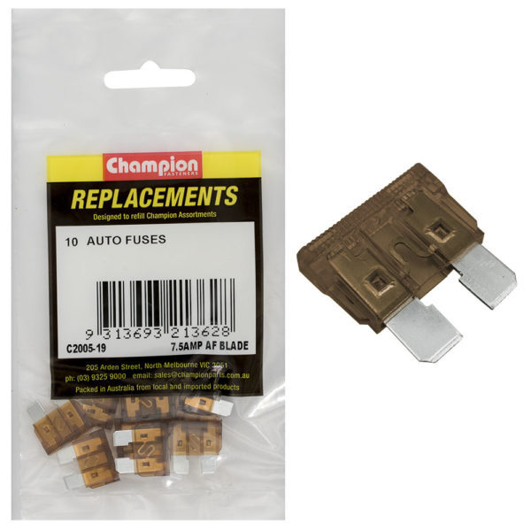 Champion C2005-19 Blade Fuse AF 7.5 Amp Brown - 10/Pack