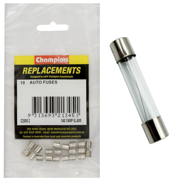 Champion C2005-2 Glass Fuse 1AG 5 Amp - 10/Pack