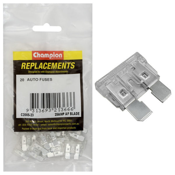 Champion C2005-23 Blade Fuse AF 25 Amp Clear - 20/Pack