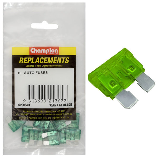 Champion C2005-24 Blade Fuse AF 30 Amp Green - 10/Pack