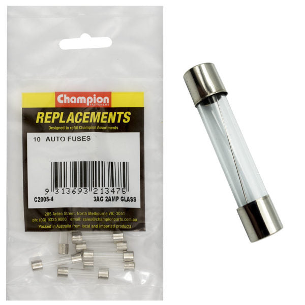 Champion C2005-4 Glass Fuse 3AG 2 Amp - 10/Pack