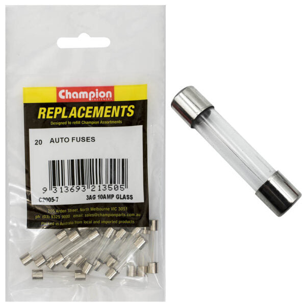 Champion C2005-7 Glass Fuse 3AG 10 Amp - 20/Pack