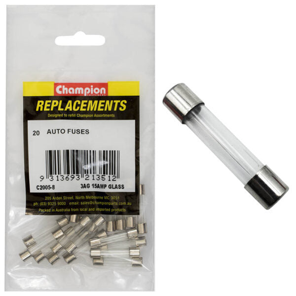 Champion C2005-8 Glass Fuse 3AG 15 Amp - 20/Pack