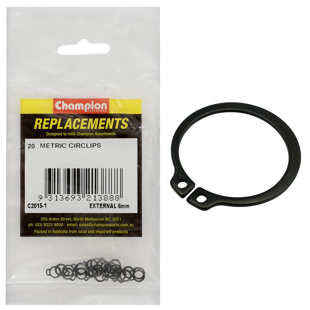 Champion C2015-1 External Circlip Metric 6mm -  20/Pack