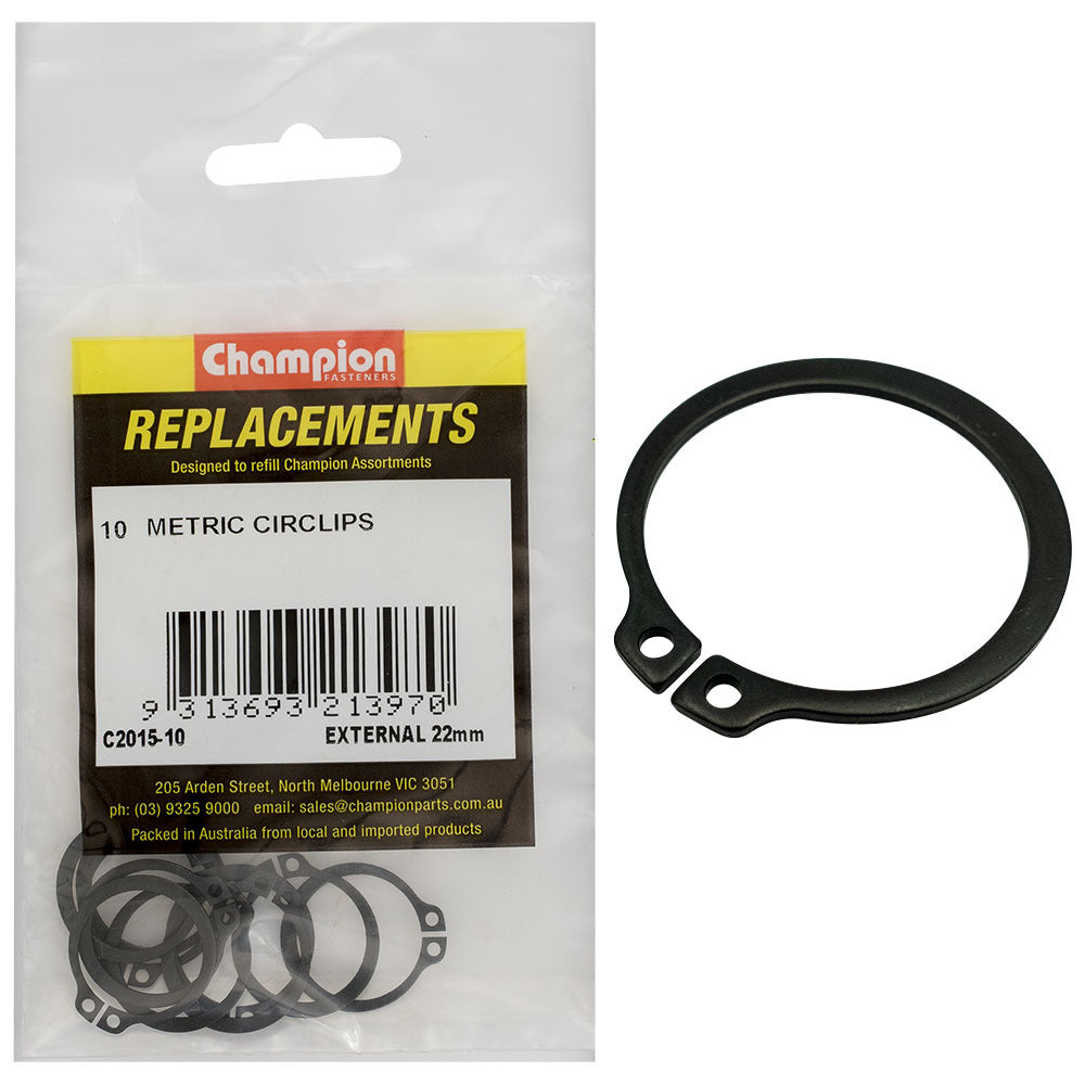 Champion C2015-10 External Circlip Metric 22mm -  10/Pack