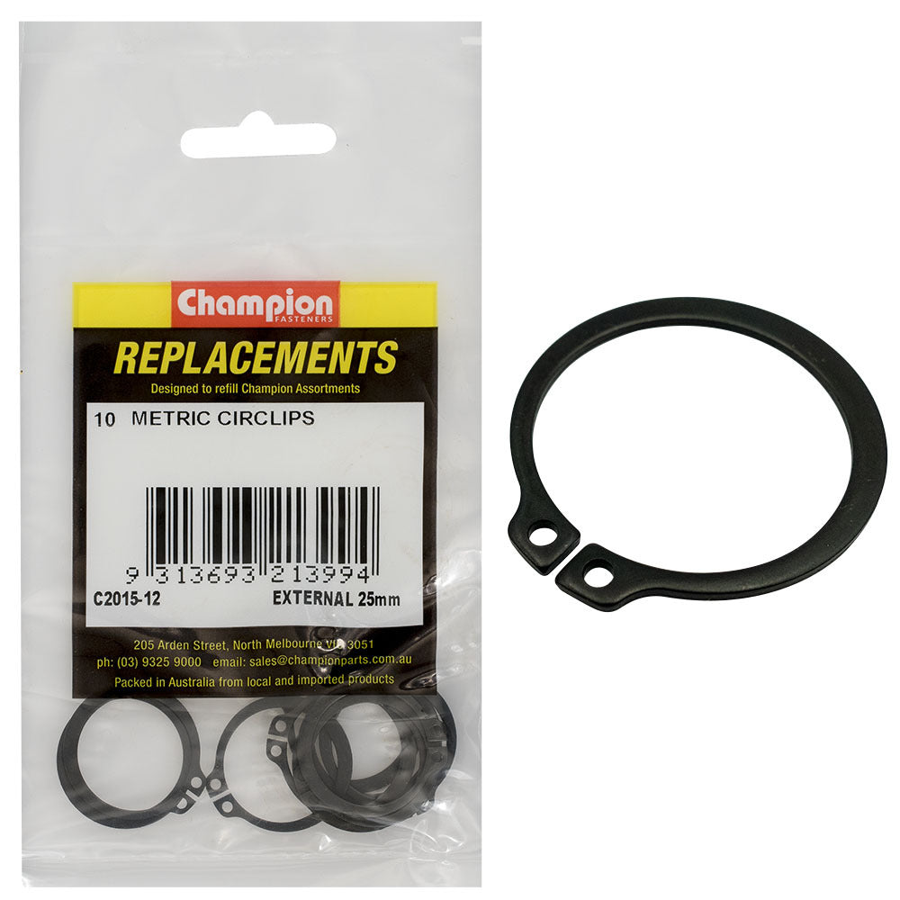 Champion C2015-12 External Circlip Metric 25mm -  10/Pack