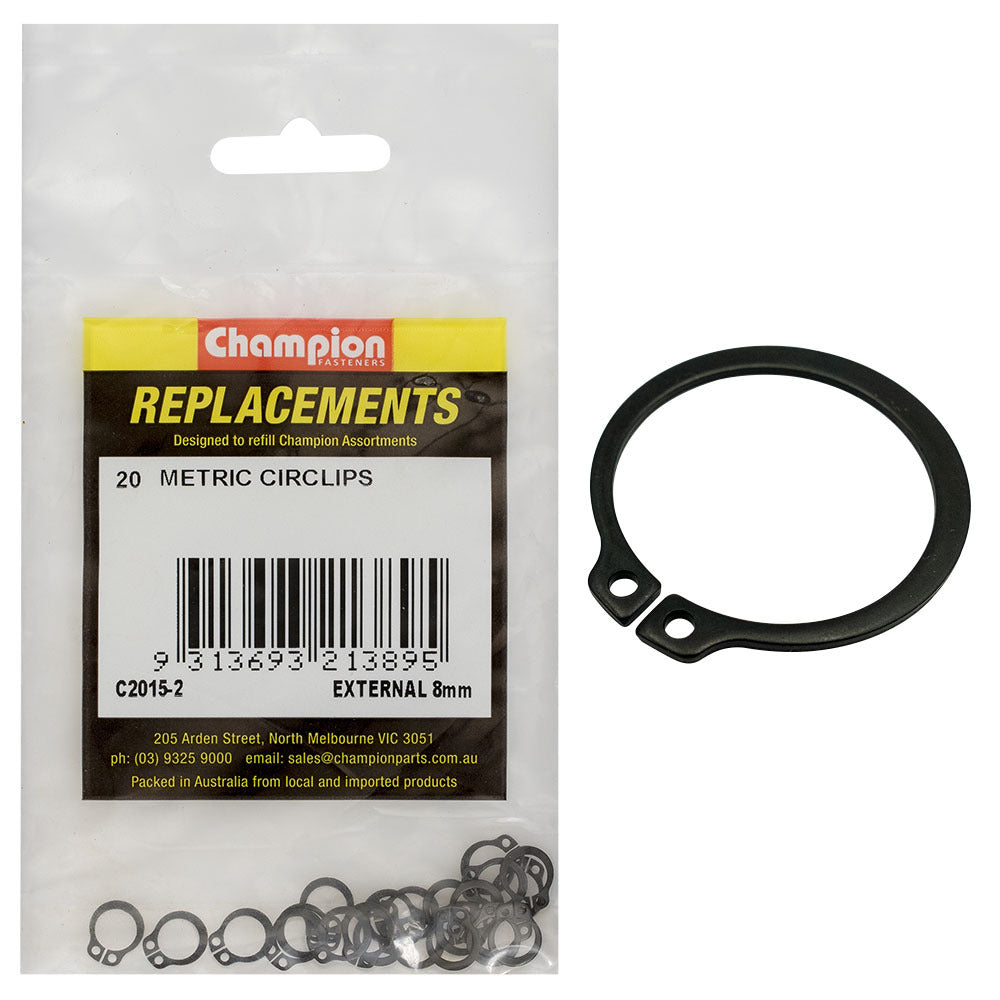 Champion C2015-2 External Circlip Metric 8mm -  20/Pack