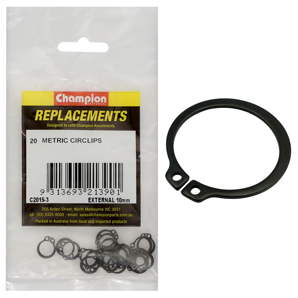 Champion C2015-3 External Circlip Metric 10mm -  20/Pack