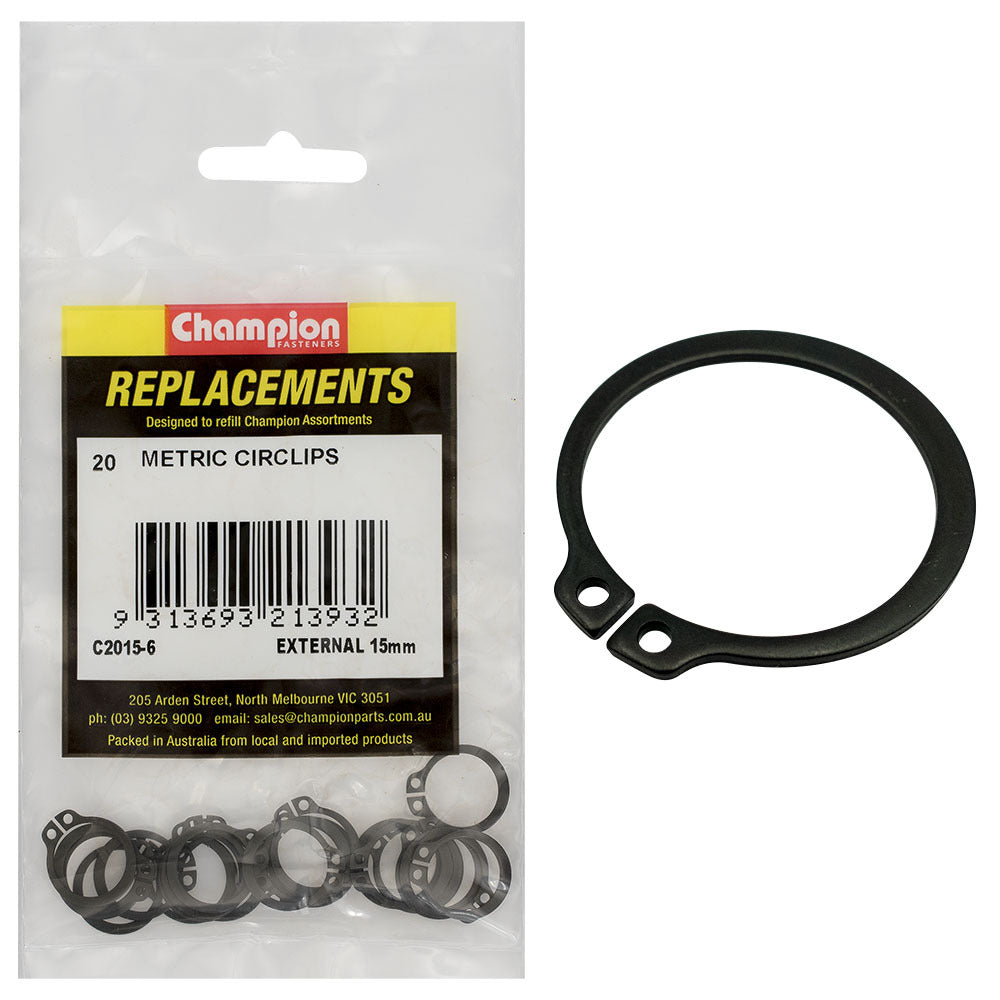 Champion C2015-6 External Circlip Metric 15mm -  20/Pack