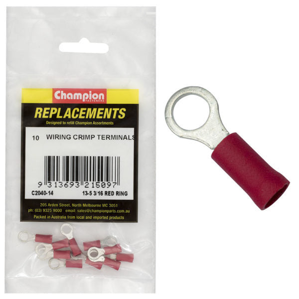 Champion C2040-14 Crimp Terminal Ring 13-5 Red - 10/Pack