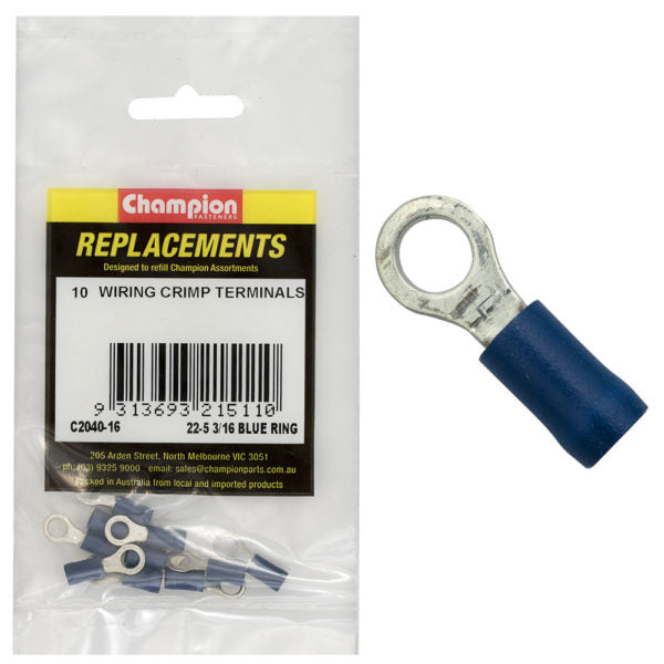 Champion C2040-16 Crimp Terminal Ring 22-5 Blue - 10/Pack