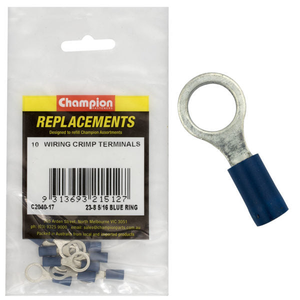 Champion C2040-17 Crimp Terminal Ring 23-8 Blue - 10/Pack