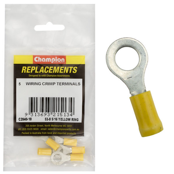 Champion C2040-18 Crimp Terminal Ring 53-8 Yellow - 5/Pack