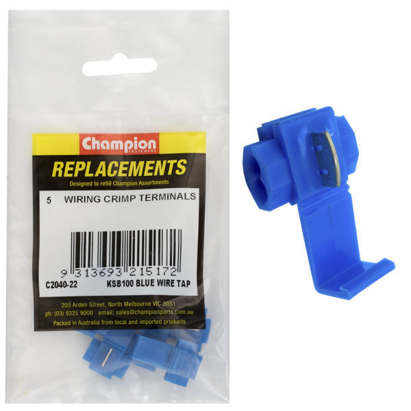 Champion C2040-22 Self Stripping Wire Tap KSB 100 Blue - 5/Pack