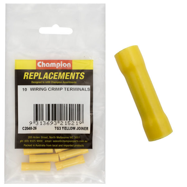 Champion C2040-26 Crimp Terminal Butt Splice TG 3 Yellow - 10/Pack
