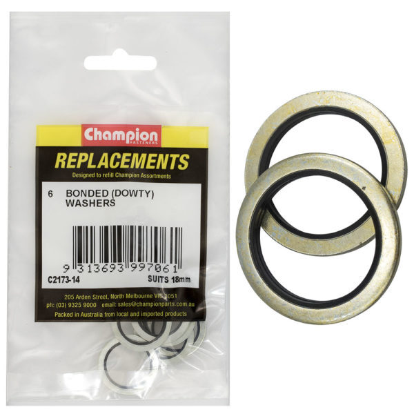 Champion C2173-14 Dowty Seal Washer Suits 18mm - 6/Pack