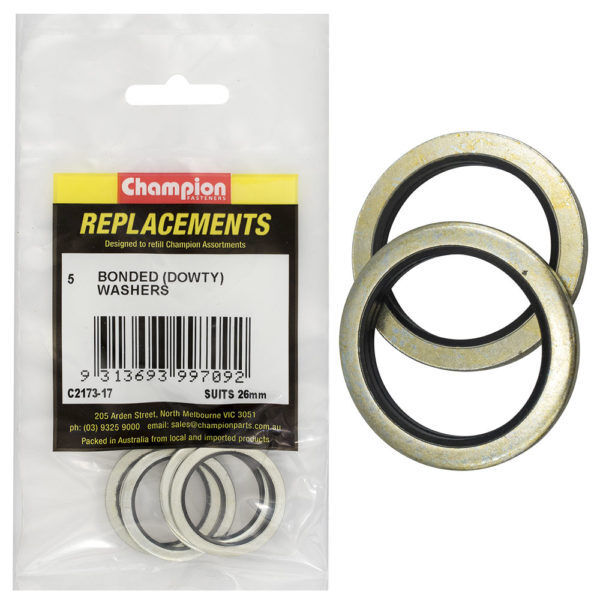 Champion C2173-17 Dowty Seal Washer Suits 26mm - 5/Pack