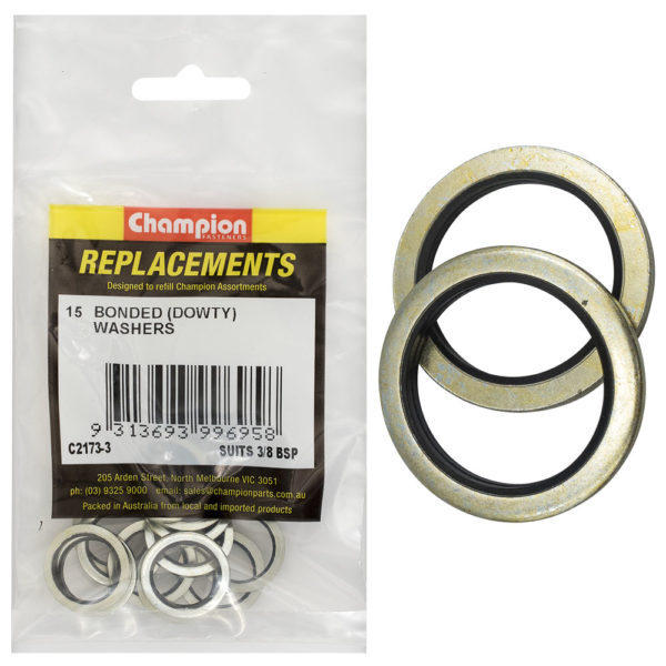 Champion C2173-3 Dowty Seal Washer Suits 3/8" BSP - 15/Pack