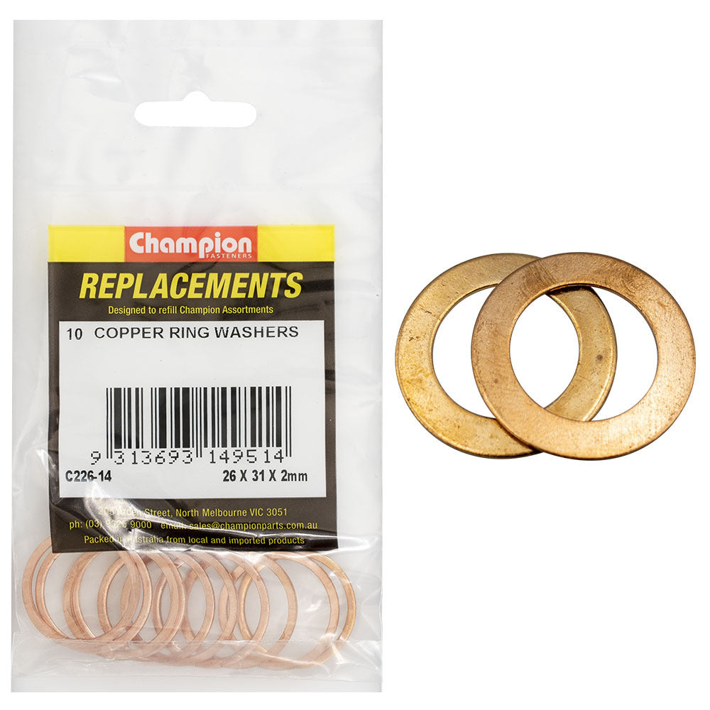 Champion C226-14 Copper Ring Washer 26 x 31 x 2mm -  10/Pack