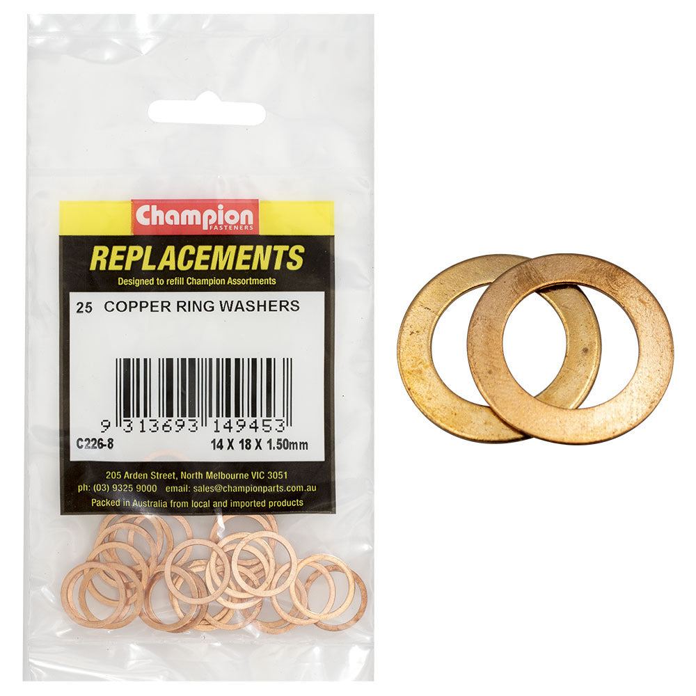Champion C226-8 Copper Ring Washer 14 x 18 x 1.5mm -  25/Pack