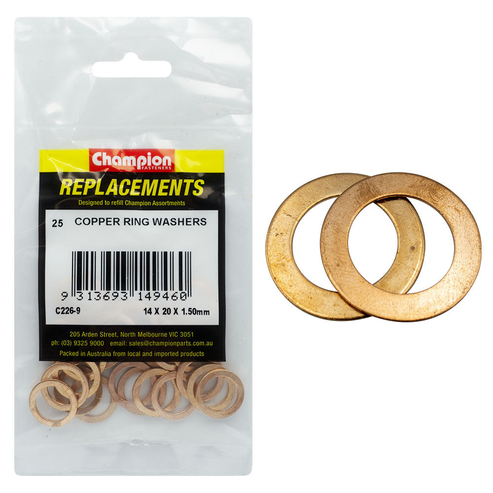Champion C226-9 Copper Ring Washer 14 x 20 x 1.5mm -  25/Pack