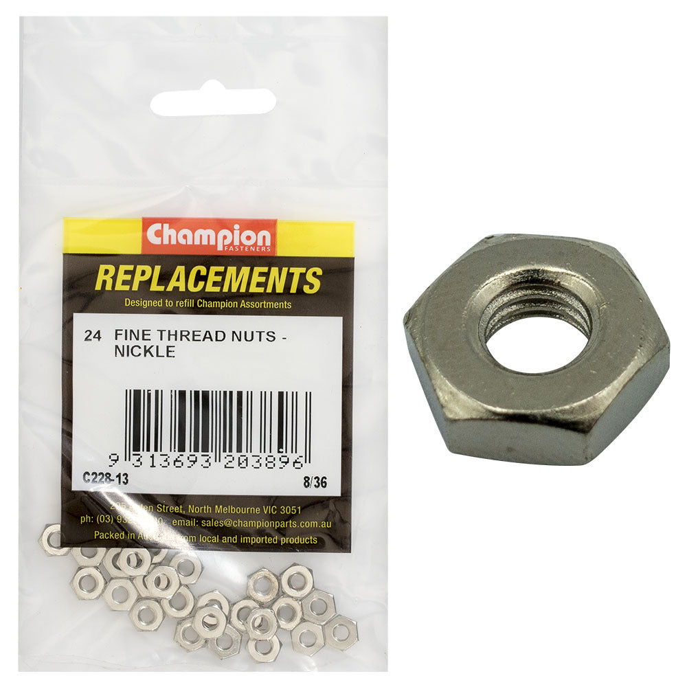 Champion C228-13 Fine Thread Nut 8/36" -  24/Pack