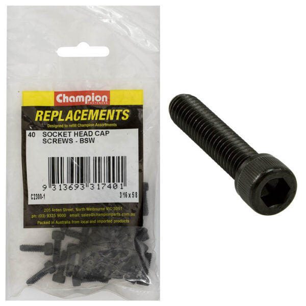 Champion C2300-1 Socket Head Cap Screw 3/16 x 5/8" BSW Zinc - 40/Pack