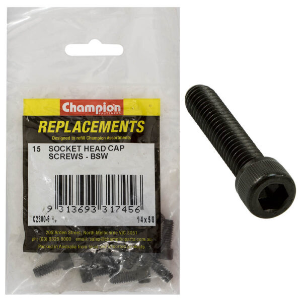 Champion C2300-6 Socket Head Cap Screw 1/4 x 5/8" BSW Zinc - 15/Pack