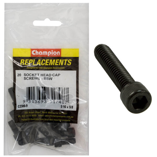 Champion C2300-9 Socket Head Cap Screw 5/16 x 5/8" BSW Zinc - 20/Pack