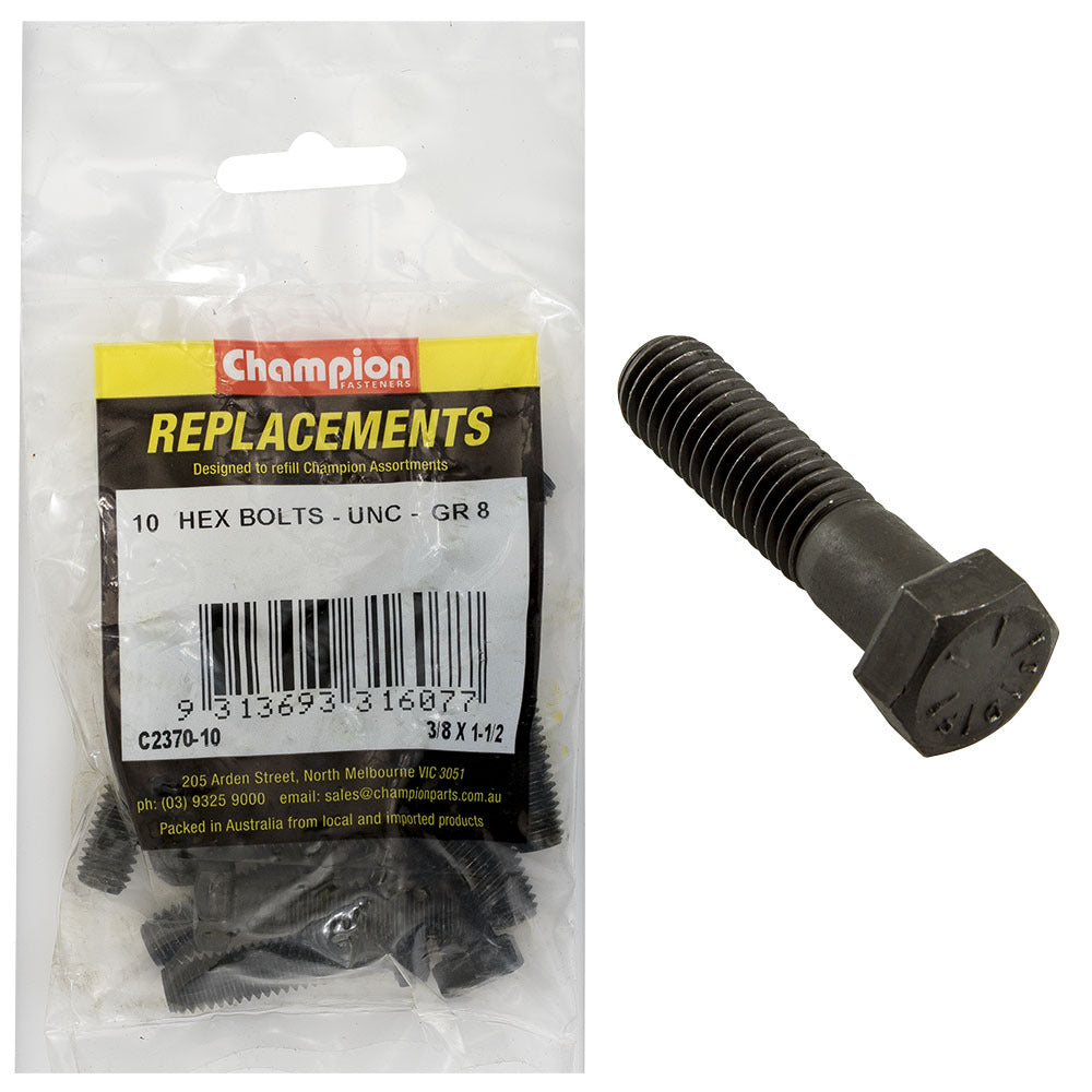 Champion C2370-10 Hex Bolt 3/8 x 1-1/2" -  10/Pack
