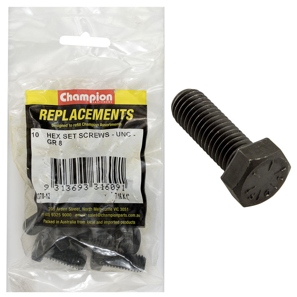 Champion C2370-12 Hex Set Screw 7/16 x 1" -  10/Pack
