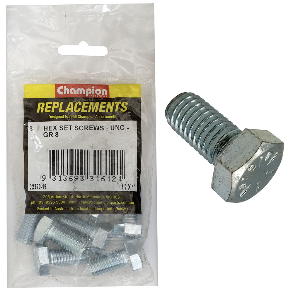 Champion C2370-15 Hex Set Screw 1/2 x 1" -  8/Pack
