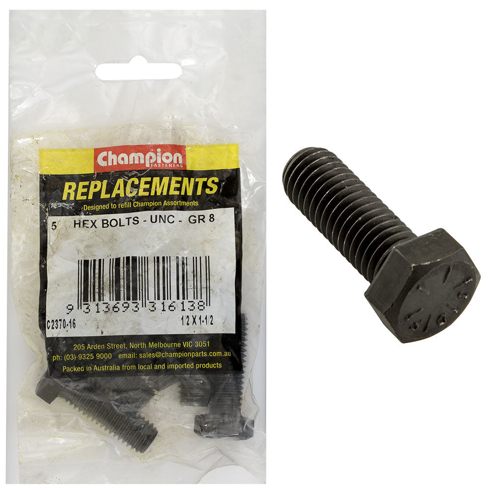 Champion C2370-16 Hex Bolt 1/2 x 1-1/2" -  5/Pack