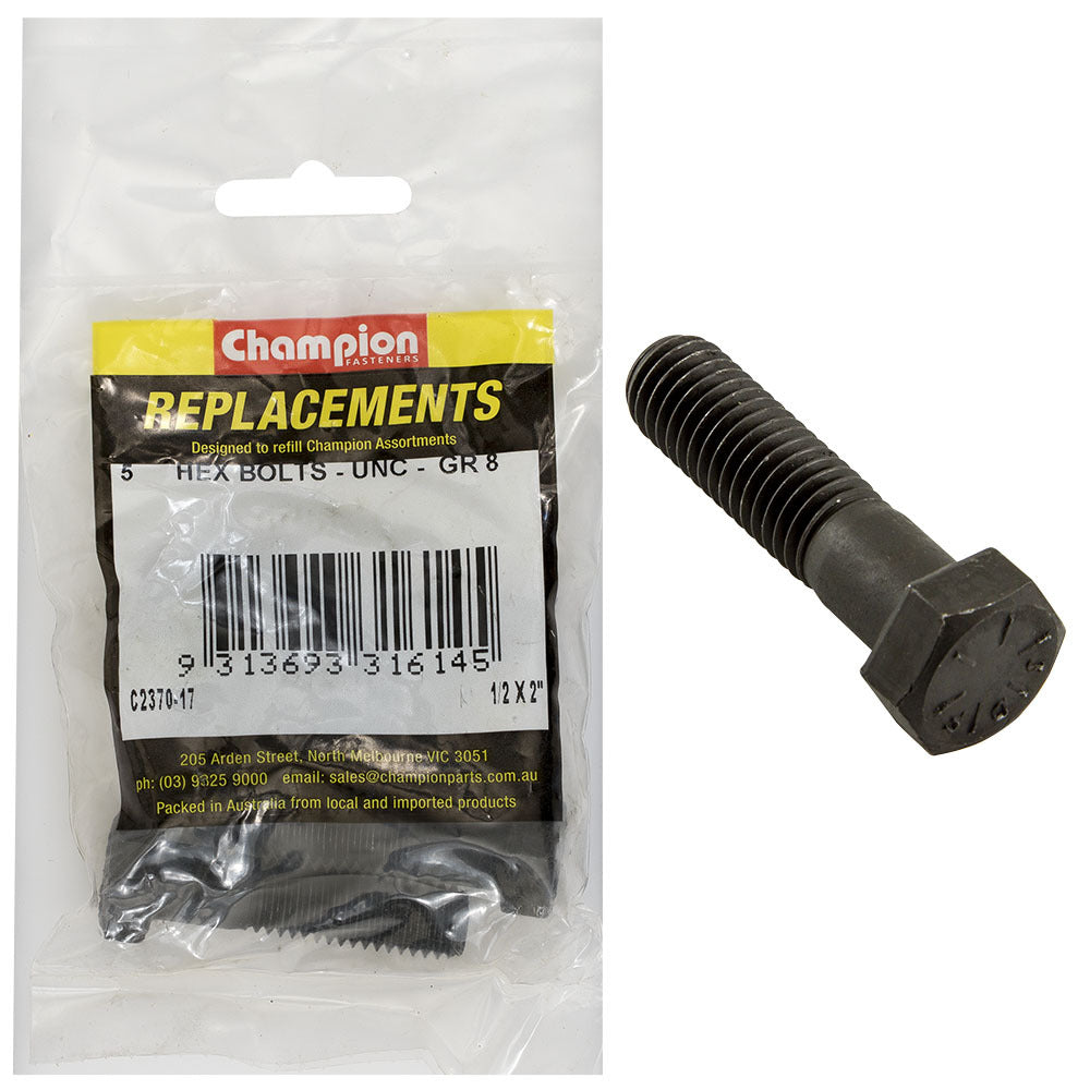 Champion C2370-17 Hex Bolt 1/2 x 2" -  5/Pack