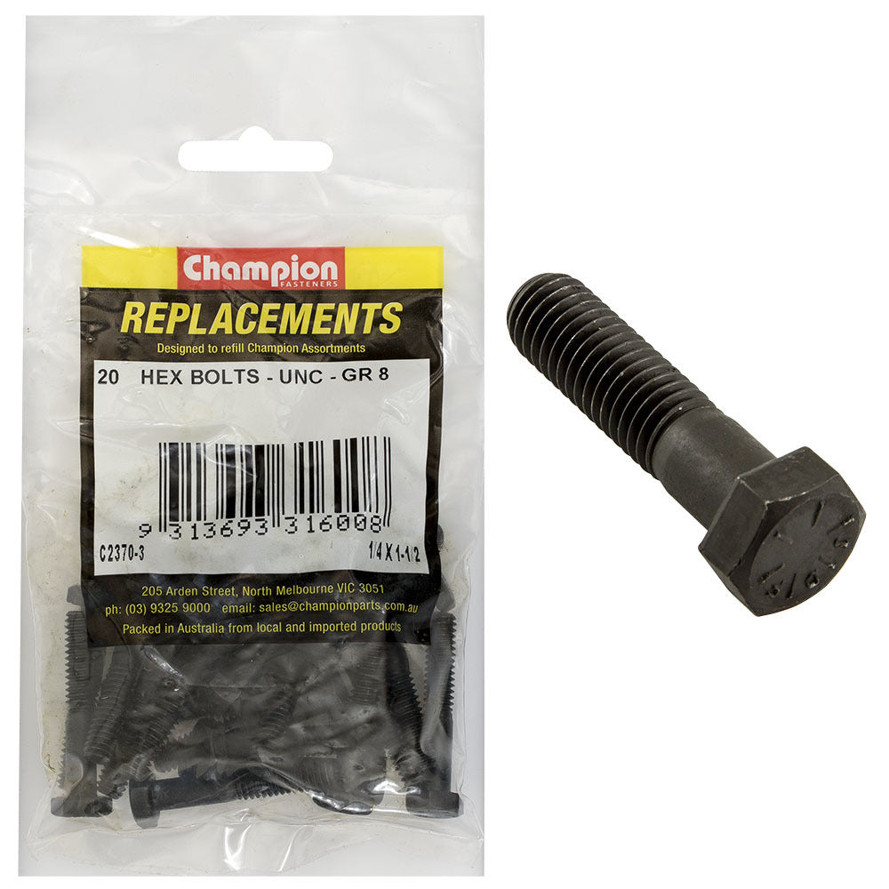 Champion C2370-3 Hex Bolt 1/4 x 1-1/2" -  20/Pack