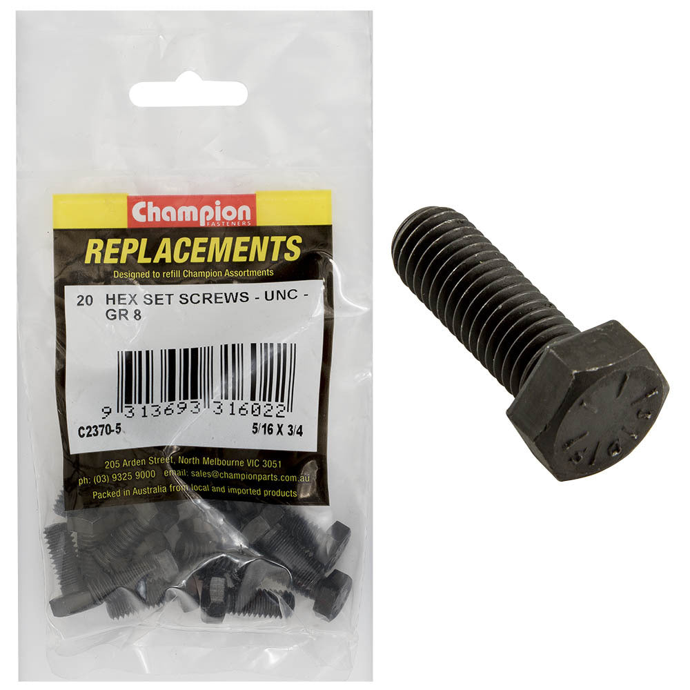 Champion C2370-5 Hex Set Screw 5/16 x 3/4" -  20/Pack