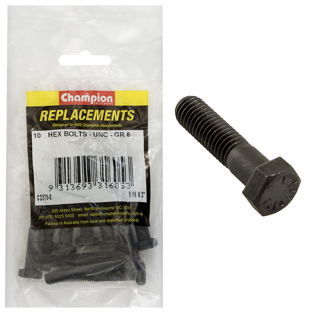 Champion C2370-8 Hex Bolt 5/16 x 2" -  10/Pack