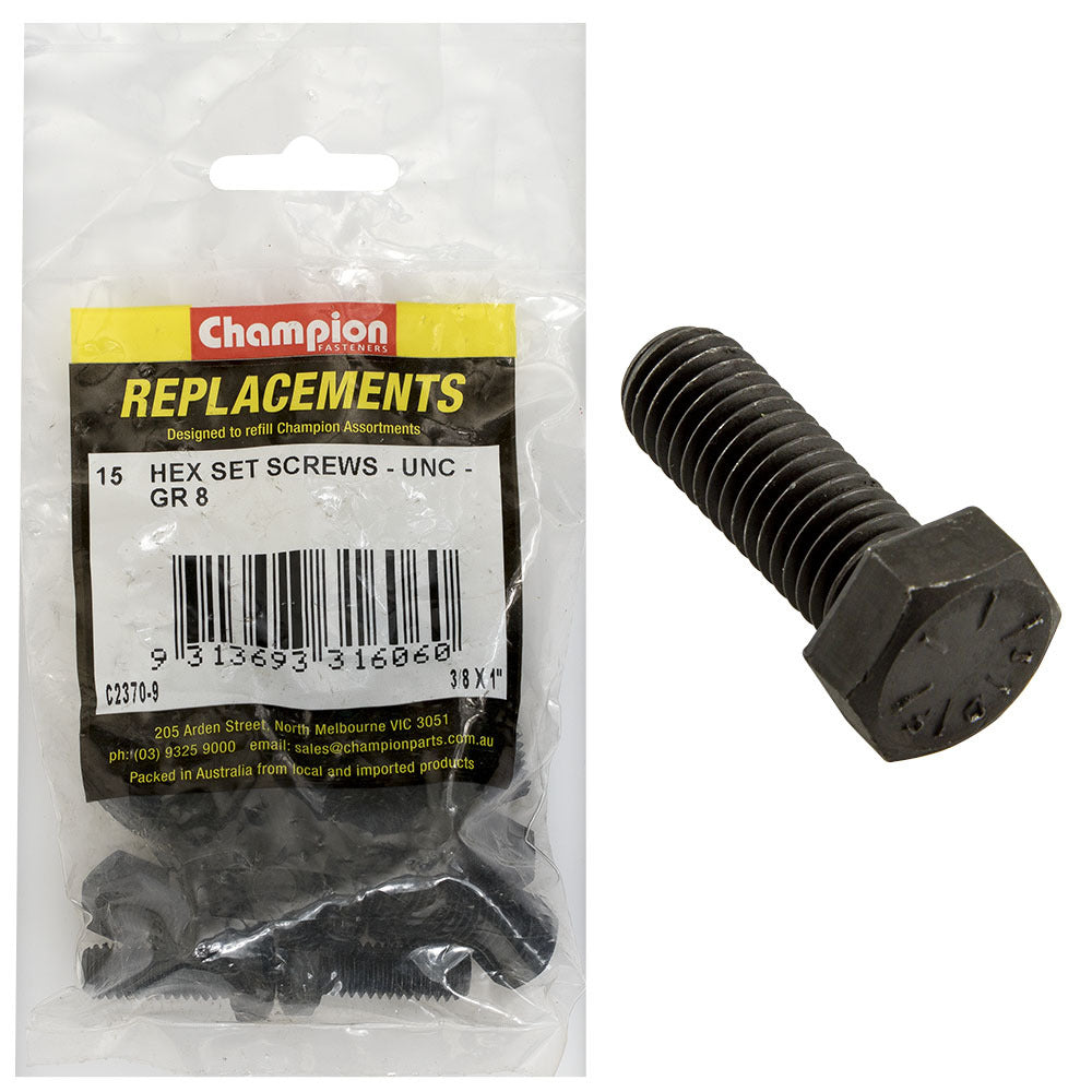 Champion C2370-9 Hex Set Screw 3/8 x 1" -  15/Pack