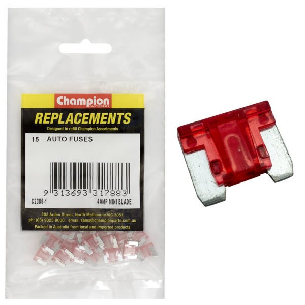 Champion C2385-1 Blade Fuse Mini 4 Amp - 15/Pack - AIMS Industrial Supplies