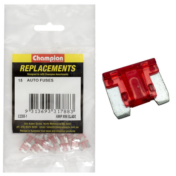 Champion C2385-1 Blade Fuse Mini 4 Amp - 15/Pack1