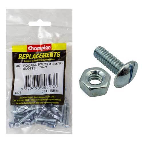 Champion C252-3 Roofing Bolt Slotted & Nut 3/16 x 1" (Zinc), 36/Pack