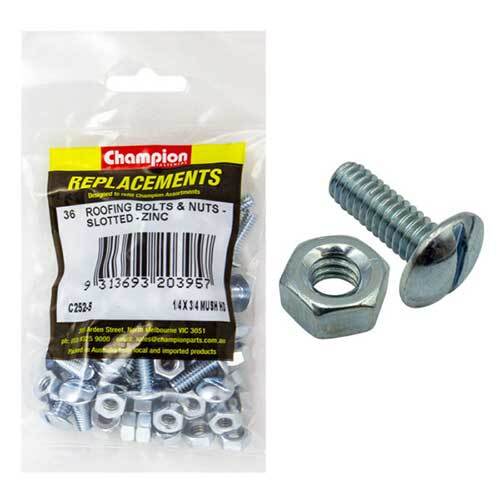 Champion C252-5 Roofing Bolt Slotted & Nut 1/4 x 3/4" (Zinc), 36/Pack