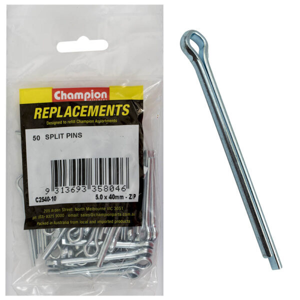 Champion C2540-10 Split Pin 5.0 x 40mm Zinc Plated - 50/Pack
