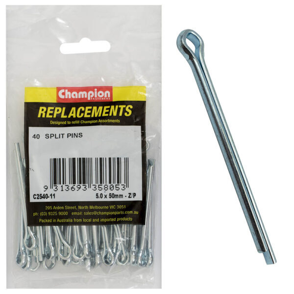 Champion C2540-11 Split Pin 5.0 x 50mm Zinc Plated - 40/Pack