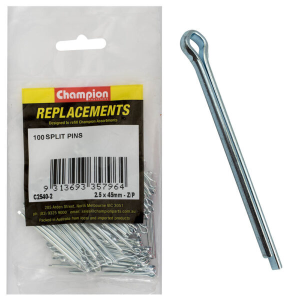 Champion C2540-2 Split Pin 2.5 x 45mm Zinc Plated - 100/Pack