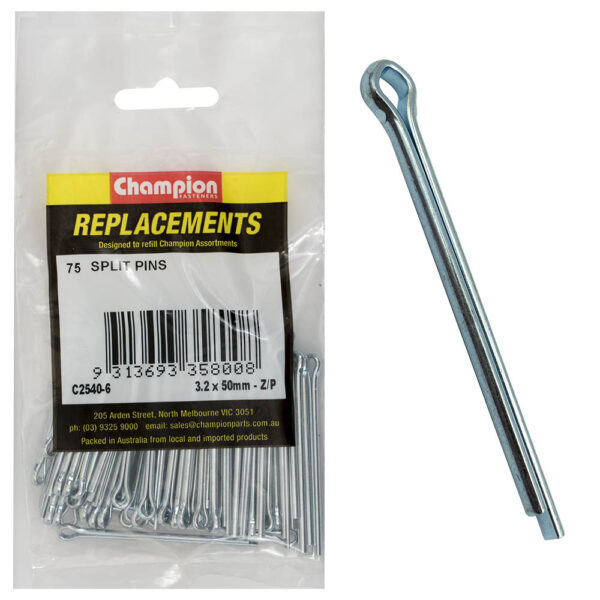 Champion C2540-6 Split Pin 3.2 x 50mm Zinc Plated - 75/Pack