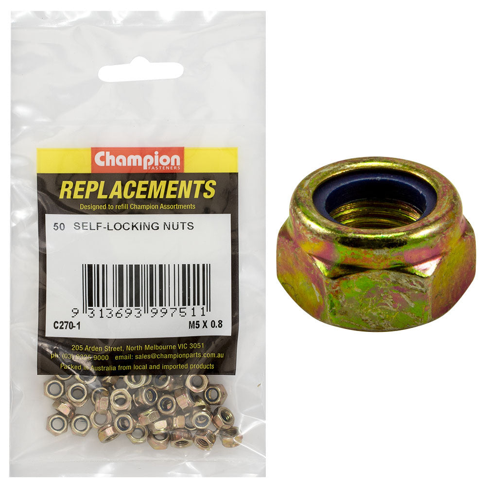 Champion C270-1 Self Locking Nut M5 x 0.8mm -  50/Pack